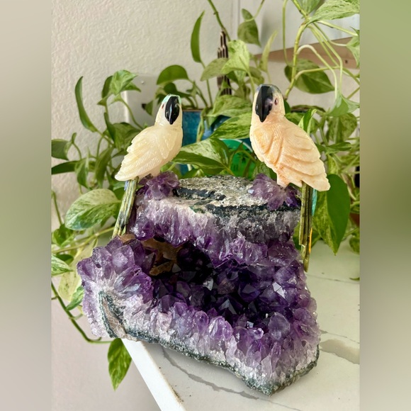 Parrot Carvings on Amethyst - Picture 5 of 7